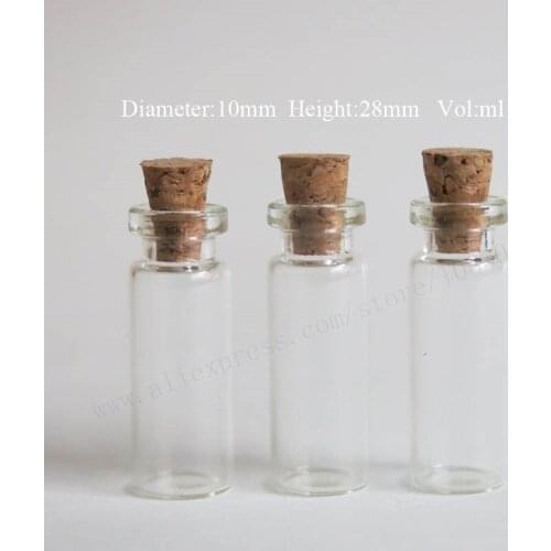 20pcs/lot 1ml 1cc Clear Glass vial with wooden cork small gift bottle Whishing glass tube for weeding,sample vials