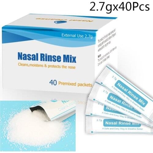 40PCS/SET Nasal Wash Salt Rinse Mix Allergic Rhinitis Relief Nose Cavity Protector Irrigation for 2.7g Adults Nose Cleaner