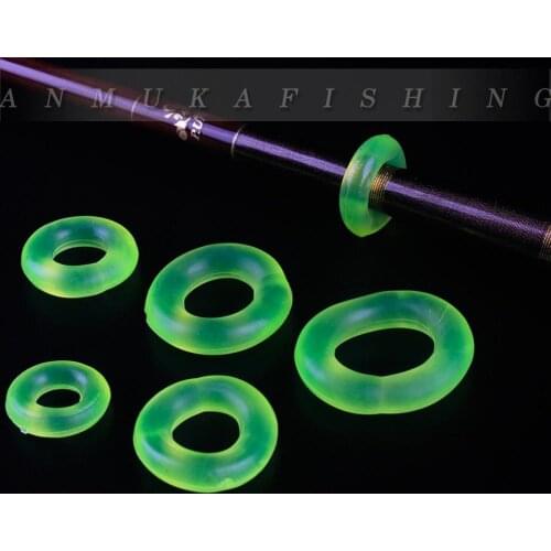 5pcs Fishing Rod Clip Rings Luminous Silicone Rod Stopper O-ring Fishing Accessories