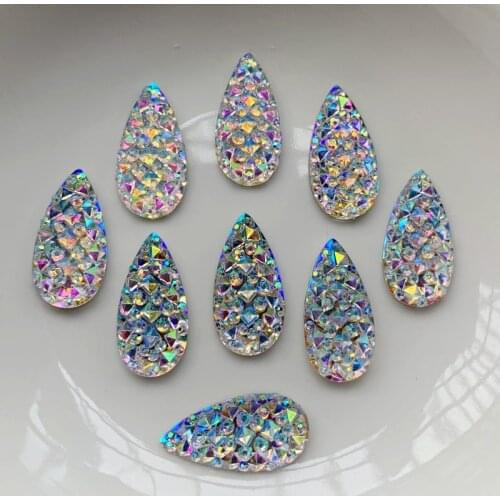 50PCS 10X20mm Pineapple face crystal resin flatback crystal stones crystal rhinestone rdrop shape hinestone top