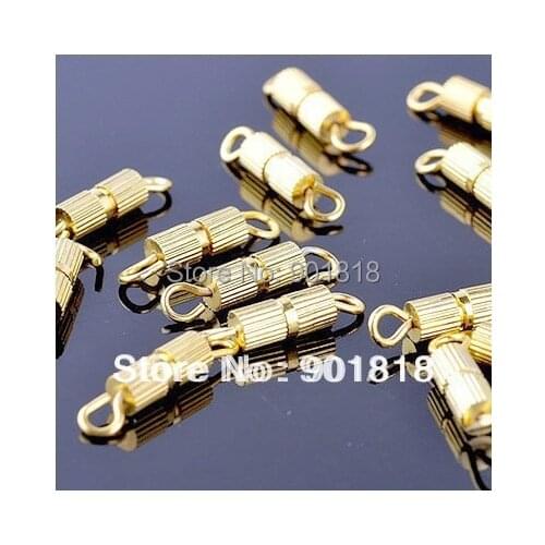 50pcs/bag DIY 14*3mm Copper Screw Clasps Suitable For Bracelet Necklace Jewelry F905