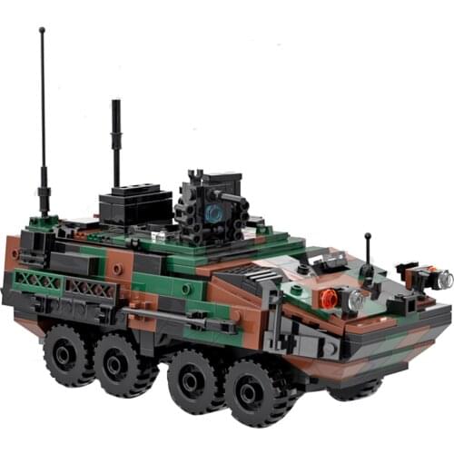 513Pcs Modern Military stryker armored infantry vehicle Bricks Model Kits Small Particle Building Blocks - Camouflage
