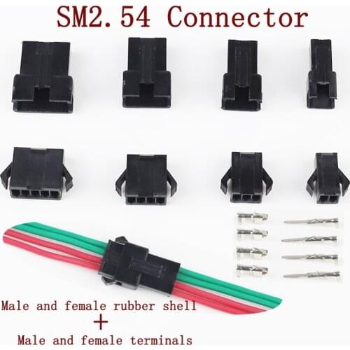 90sets/lot connectorsSM2/3/4/5/6/7/8/9/10/11/12 Pin Pitch 2.54MM Female and Male terminals SM-2P SM-2R JST SM2.54