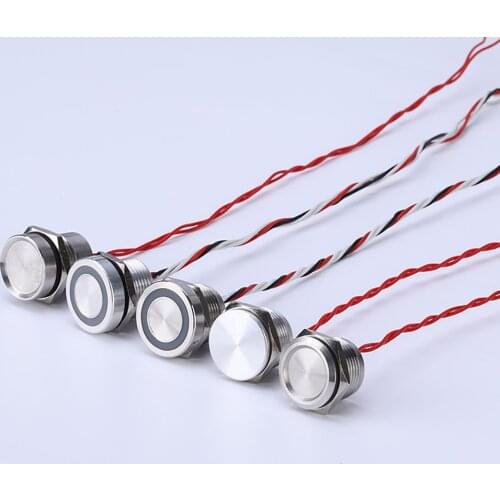Aibeiken In-stock 12mm 16mm 19mm Metal Piezo Switch Waterproof IP68 Touch switch Momentary Latching Push Button Switch