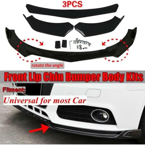 3PC Black Universal Car Protector Front Lip Bumper Splitter Diffuser Protection Fins Body Spoiler Kits For Ford For Benz For BMW