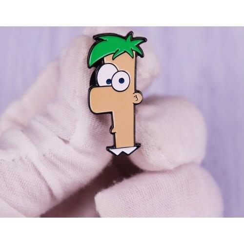 Ferb Enamel Pin Phineas and Ferb Brooch Cartoon TV Series Badge Anime Fans Flair Addition