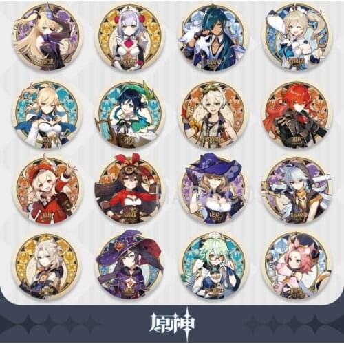 Game Genshin Impact Mond City Theme Series Character Badges Tinplate Badges Jean Diluc Kaeya Barbara Amber Lisa Venti Klee Gift