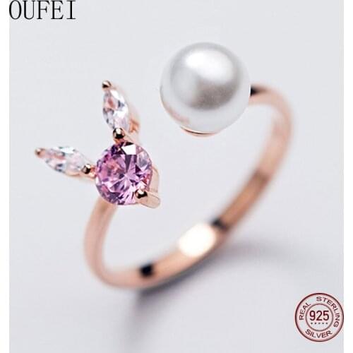 Rabbit Ring Rose Gold 925 Sterling silver Rings Charm Fine Purple Crystal Girl Gift Ring Wedding Fine Jewelry Fine Jewelry