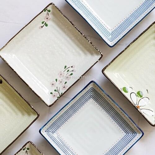 Japanese Style Japanese Style 6.5 Inch Lotus Square Plate Household Plate, Fruit Plate, High-quality Ceramic Tableware