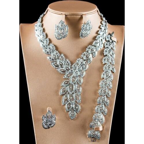 LAN PALACE african jewelry sets colorfast gold color ladies crystal jewellery earrings necklace ring bracelet free shipping