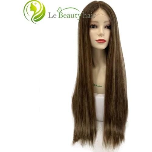 Le Beauty Hair Jewish Wig Kosher Wigs European Hair Light Color Swiss Lace Top Wig Long 30 Inch Virgin Hair Wigs For White Women