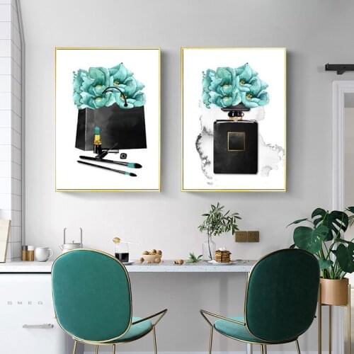 Fashion girl Paris perfume lipstick flower wall art diamond painting Nordic embroidery posters and mosaic prints wall pictures