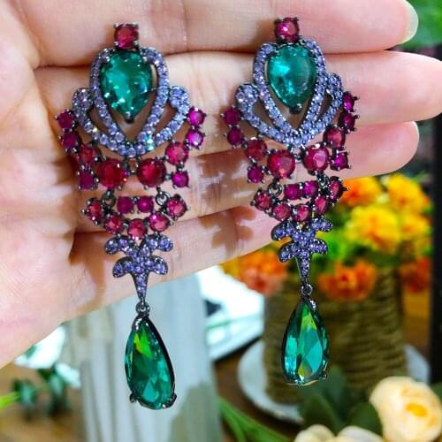 Blachette Fashion Gorgeous High Quality Crystal Pendant Earrings Womens Wedding Banquet Daily Anniversary Jewelry Accessories