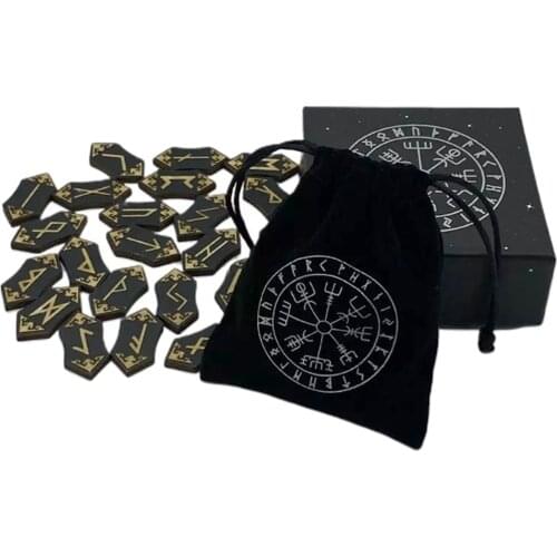 Rune Stones Card Set Nordic with Bag Props Home Toys The product card set is called handmade woodcut rune set