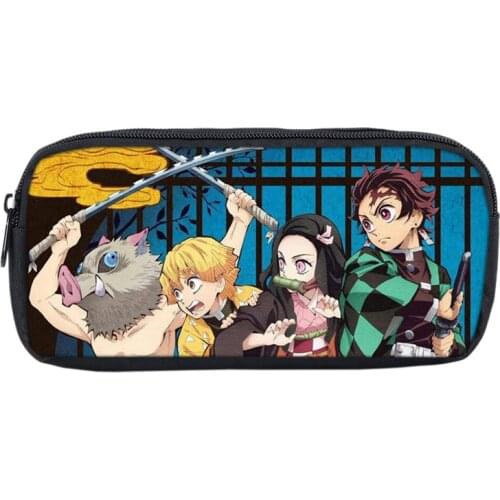 2021 New Demon Slayer Kamado Tanjirou pencil case anime pencil case student creative stationery box children cartoon pencil case