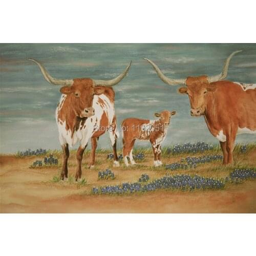 Landscape three cows canvas painting portrait modern decoration art frameless mural prints free shipping