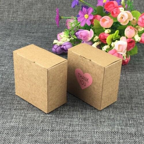 6.5x6.5x3.5cm Kraft Paper Gift Boxes Candy Boxes Blank Package Box For Candy Bake Gift Custom With 10Pcs Free Stickers 10Pcs/Lot