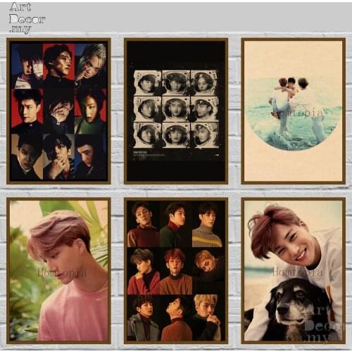 Kpop Band EXO Member Retro Kraft Paper Movie Poster For Home Art Decoration Posters