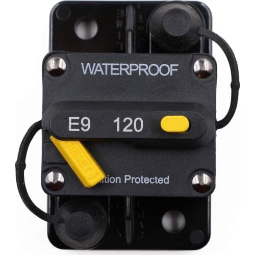 Surface-Mount Circuit Breakers 120A Waterproof Circuit Breaker Fuse Holder with Manual Reset Toggle Switch 12V- 72V DC