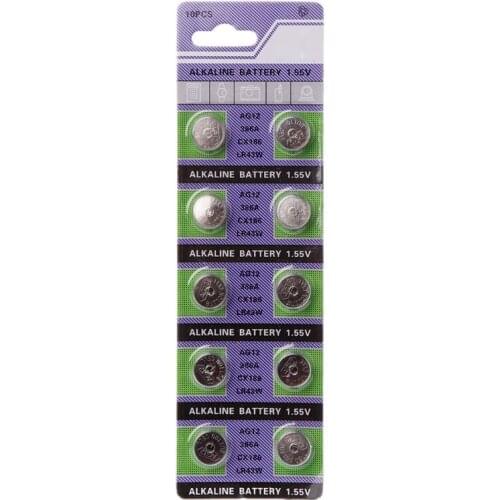 10PCS Alkaline Battery AG12 1.5V LR43 386 Button Coin Cell Watch Toys Batteries Control Remote SR43 186 SR1142 LR1142