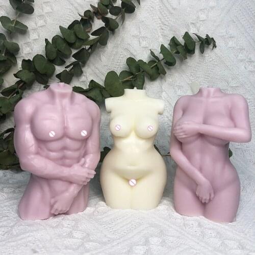 DIY Shy Woman Muscle Man Body Candle Silicone Molds 3D Plump Hip Torso Candle Mold Handmade Aroma Candle Soap Mold Making Tool