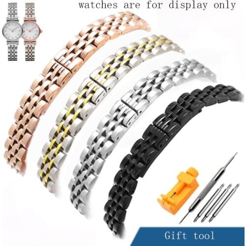 PEIYI Replacement strap for AR1684 AR1688 AR1762 Stainless steel watchband females fine steel watch chain 10mm