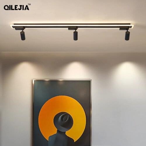 Modern Led Track Ceiling Lights For Home Background Wall Living Room Freely Collocation Lighting Black Iron Body Lamps AC90-260V