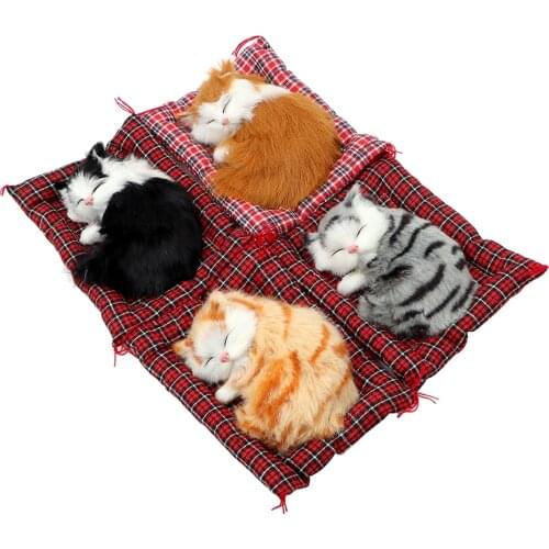Car Ornaments Lovely Plush Kittens Doll Toy Dashboard Decoration Car-styling Cute Simulation Sleeping Cats