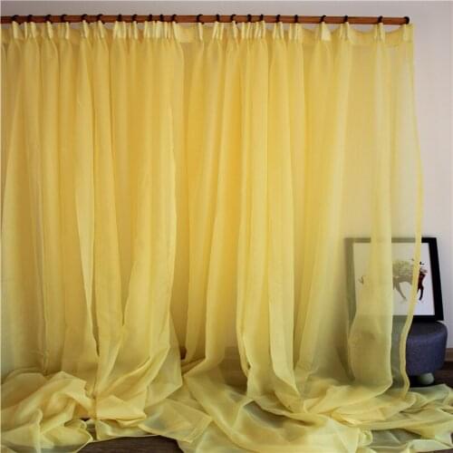 Bright Voile Curtains Yellow Gauze Curtains Modern Window Treatment Cortinas Tulles for Living Room Bedroom
