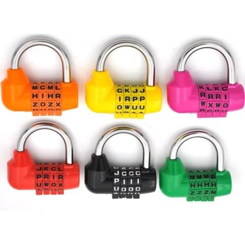 1PC 4 Dial Digit Letter Combination Travel Security Code Lock Diary Password Padlock Black Yellow Green Orange Wholesale