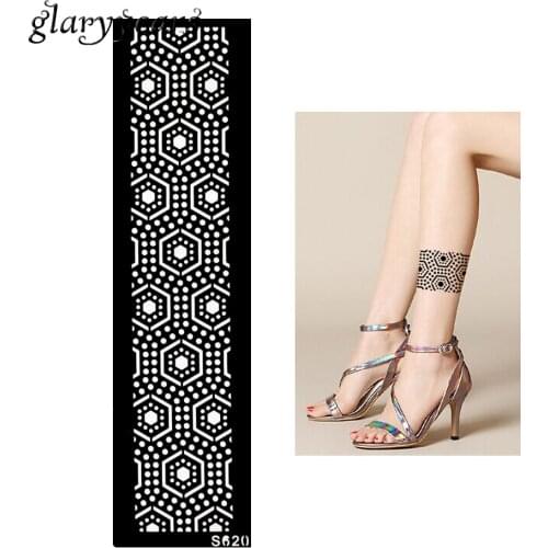 1 Piece Hollow Henna Tattoo Stencil Women Arm Leg Body Art Strip Bracelet Pattern Design Health Tattoo Stencil Summer Style S620
