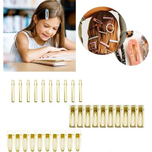 10pcs/set Gold Hair Clips Flat Metal Single Prong Alligator Hair Clips Barrette For Kids Women Bows DIY Accessories Hairpins