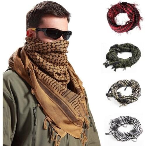 110*110cm Saudi Arab Man Muslim Scarf Keffiyeh Desert Soldier Army Suit Accessories Hijab Islamic Plaid 100% Cotton Neck Scarf