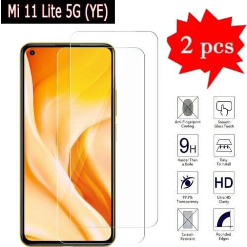 2-1Pcs Premium Glass For Mi 11 Lite 5G Cover Phone Protection Film On Xiomi Mi 11 Lite YE Explosion Proof Tempered Glass