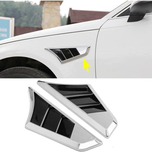 2pcs For Audi A4 2017-2019 ABS Chrome Front Fender Side Air Intake Vents Scoops Flow Vent Intake Fender Grille Car Styling