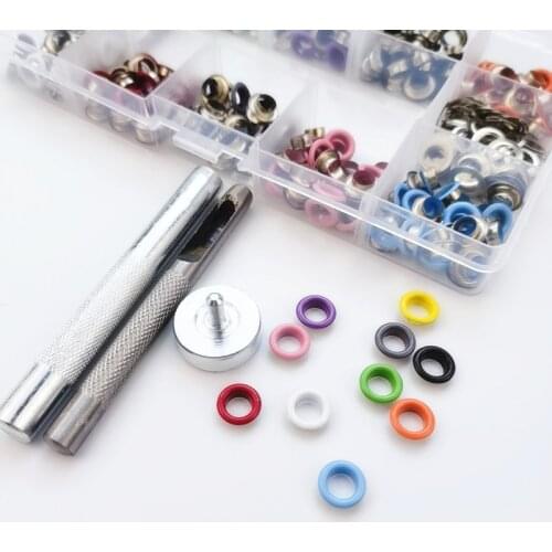 300/360/500/540set 5/6mm copper 12 Colors Metal Garment Eyelets Snap Button Grommets Fasteners Kit for DIY Shoes Bag Leather