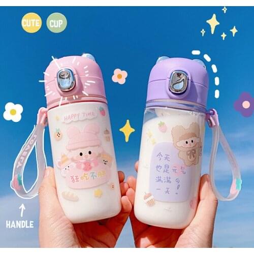 400ml Cartoon Maiden Drink Water Straw Bottle Cup Plastic ttle for Baby Kids Children Student Boy Girl Creative Gift Wholesale