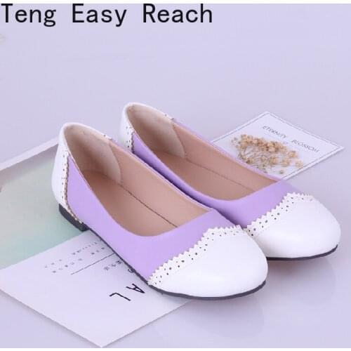 8 colors Lolita Shoes Bow Mary Janes Flats Shoes for Women Cute Flat Shoes Ballerina Woman Foowear Pink Cosplay Big Size 48