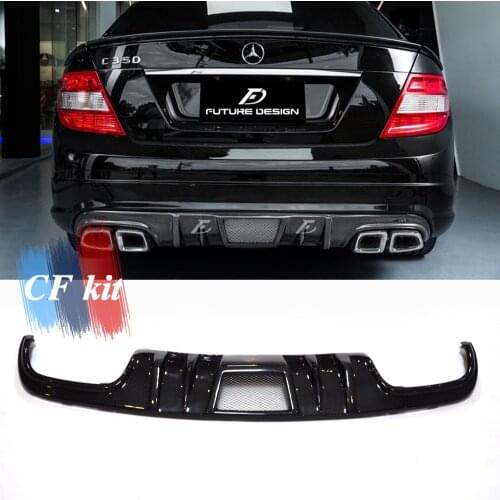 Real Carbon Fiber Rear Lip Bumper Spoiler Diffuser For Mercedes Benz C Class W204 2008 - 2010