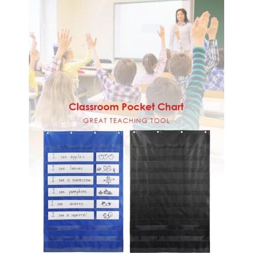 Classroom Pocket Chart with Hook Hanging Daily Schedule Pocket Chart Teaching Tools for Home School