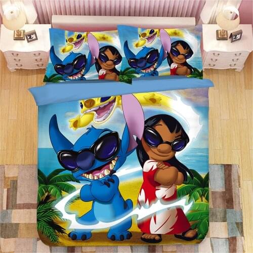 2019 New lilo and stitch bedding set single double twin full queen king size cartoon girls bed cover pillow cases room decor