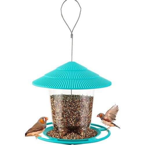 Bird Feeders For Outside - Durable Hanging Wild Bird Feeder, Wide Mouth, Easy To Fill & Clean, Round Shaped With Roof-ABUX