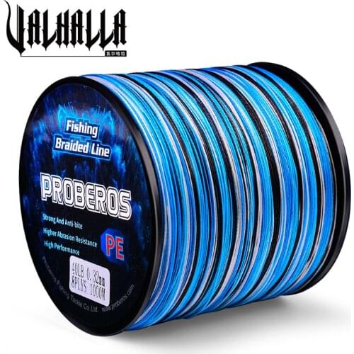 VALHALLA Fishing Line Wire 8/4 Strands Multifilament Weaves Fish Line 10LB-100LB 300M 500M 1000M 0.12mm-0.55mm PE Braided Line