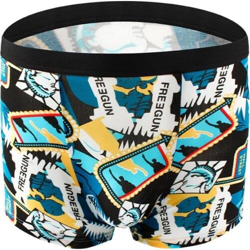 Summer New Underwear Mens Middle Waist Mens Shorts Breathable Boxers Mens Underwear Printed Boxers One Size Fits All
