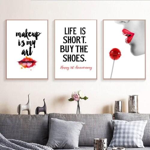 Makeup Is My Wall Pictures For Living Room Wall Art Canvas Abstract Art Painting Decoration