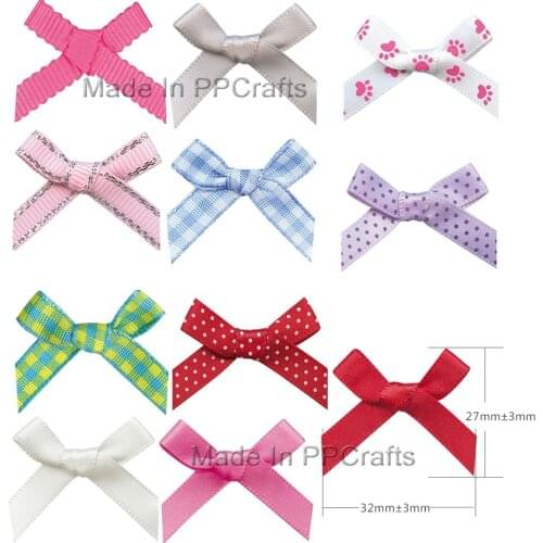 27X32MM Mini Satin/Grosgrain Ribbon Hand-Tied Bow For Hairbow DIY Crafts 200pcs Free Shipping
