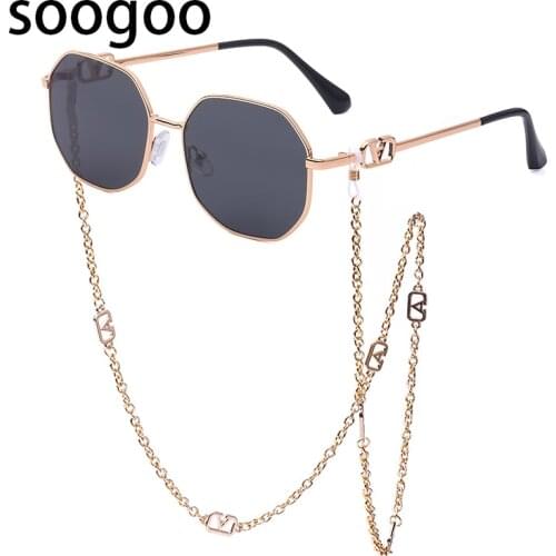 Fashion Retro Irregular Chain Sunglasses Women 2021 Vintage Luxury Designer Sun Glasses For Men Lunettes De Soleil Femmes
