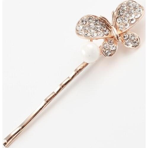 New 1PC Cute Pearl butterfly Rhinestone Barrette Girls Hair Accessories Hair Clip Lovely Hairpin Hair Ornaments