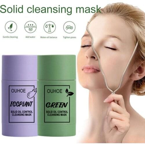 Green Tea Cleansing Green Stick Eggplant Deep Cleansing Skin Care Acne Deep Cleaning Oil Control Cleansing Mask
