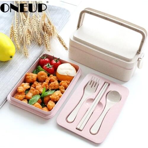 ONEUP Lunch Box Wheat Straw Eco-Friendly Food Container Portable Bento Box For Kids 2020 School Picnic Microwavable